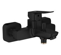 GROHE DICE Grifo de bañera/ducha monomando expuesto con desviador automático (Montaje en pared, palanca metálica, cartucho cerámico de 35 mm, salida con aireador), Negro Mate, 1018722430