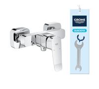 GROHE DICE Grifo de ducha monomando expuesto (Montaje en pared, palanca metálica, cartucho cerámico de 35 mm, válvula antirretorno integrada, fácil de instalar), Cromo, 101874000