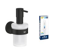 GROHE Dispensador de jabón Start QuickFix con Soporte y A1 QuickGlue (Metal y Cristal, cantidad de llenado 160 ml, fijación Oculta, Incluye Tornillos y Tacos), Negro Mate, 411952430
