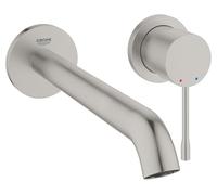 GROHE Essence - Grifo de baño de 2 orificios, caño de 23 cm, acabado resistente (solo parte exterior, requiere cuerpo empotrado), color SuperSteel (aspecto acero inoxidable), Ref. 19967DC1.