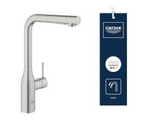 Grohe Essence - Grifo de cocina, caño alto giratorio, teleducha extraíble con dos chorros, color supersteel Ref. 30270DC0