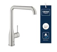 GROHE Essence, Grifo de cocina (Con teleducha extraíble, giro de 360°, ahorro de agua gracias al limitador de caudal variable, fácil montaje en el fregadero), acero inoxidable, 30269DC0