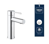GROHE Essence - Grifo de lavabo, ahorro de agua (Monomando de baño de 17 cm de altura, acabado duradero, fácil instalación), cromo, 34294001