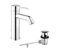 GROHE Grifo monomando para lavabo Essence, tamaño S, 1 orificio, con válvula, Cromado 23589001
