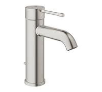 Mezclador monomando para lavabo Grohe Essence, tamaño S, montaje de un solo orificio, con válvula de desagüe, 23589DC1, Color: súper acero