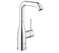GROHE Essence - Grifo de lavabo de caño alto, ahorro de agua (Monomando de baño con vaciador automático, 24 cm de altura, acabado duradero, fácil instalación), cromo, 32628001