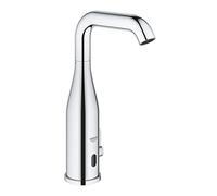 GROHE Essence - Grifo electrónico de lavabo, ahorro de agua (Con sensor infrarrojo, caño giratorio 360°, 25 cm altura, descarga automática, transformador de enchufe 100-230 V CA), cromo, 36444000