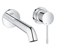 Grohe Essence - Grifo de lavabo de doble agujero con sistema de montaje en pared, kit para montaje final, cuerpo empotrado no incluido, tecnología Grohe EcoJoy, aireador Grohe AquaGuide (19408001)