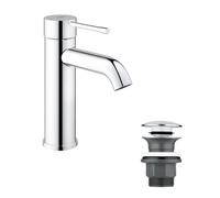 Grohe Essence Monomando de lavabo 1/2" Tamaño S, Cuerpo liso, con vaciador push open, Color Cromo, ref. 23797001