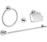 Grohe Essentials - Conjunto de accesorios de baño 4 en 1, color cromo (Ref.40776001) Redondo