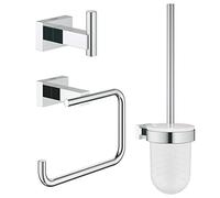 Grohe Essentials Cube - Conjunto de accesorios de baño 3 en 1, color cromo (Ref.40757001) Rectangular, cuadrado