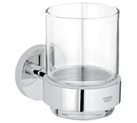 Grohe Essentials - Vaso de Cristal con Soporte, Acabado Cromado (Ref. 40447001), Plata
