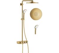 Grohe Euphoria conjunto de ducha a pared con termostato con rociador con efecto lluvia Brushed Cool Sunrise 26507GN0