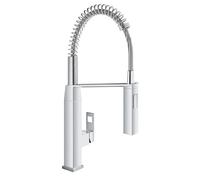 Grohe Eurocube - Grifo de cocina 1/2", aireador extraíble, cartucho de 28 mm, caño giratorio 140°, conexiones flexibles (31395000)