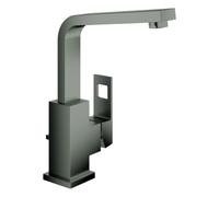 Grohe Eurocube Mezclador monomando de lavabo, tamaño L, desagüe automático, orientable, proyección 150mm, 23135AL0, Color: grafito duro cepillado
