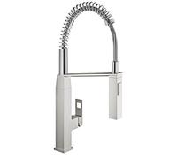 Mezclador monomando de fregadero Grohe Eurocube, 234 mm de proyección, orientable, con cabezal de ducha profesional, 31395DC0, Color: súper acero