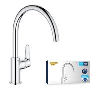 GROHE Get Quickfix, Grifo de cocina (caño alto extraíble, forma en C, menor consumo de agua, sistema de instalación rápida), cromo, 31484001