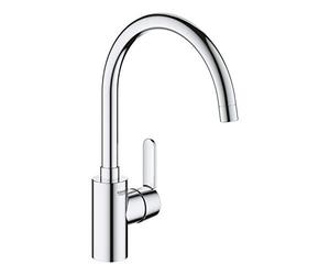 GROHE Get QuickFix, Grifo de cocina (caño alto forma en C, menor consumo de agua, sistema de instalación rápida), cromo, 31494001