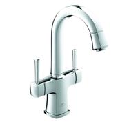 Grohe Grandera mezclador bimando para lavabo, tamaño L, proyección 156mm, juego de desagüe, orientable, 20666000, Color: cromado