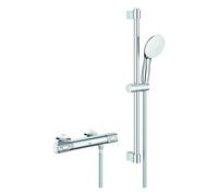 Grohe Grohtherm 1000 Performance Set mezclador termostático de ducha, con conexiones en S, Tempesta set de barra de ducha 600mm, 34834001