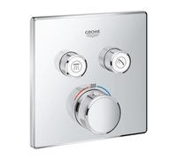 Grohe Grohtherm SmartControl - Termostato cuadrado para ducha y baño con instalación empotrada y dos válvulas, Cromo (Ref. 29124000)