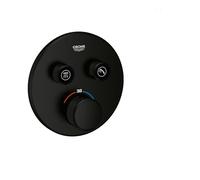 GROHE Grohtherm SmartControl - Termostato empotrado 2 válvulas (control pulsador, botón seguridad 38°C, sin cuerpo empotrado), diseño redondo, negro mate, 291192430