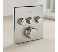 El termostato Grohe Grohtherm SmartControl con tres vÃ¡lvulas de cierre, Color: sÃºper acero - 29126DC0