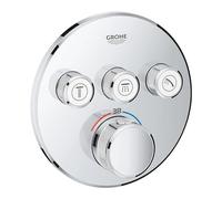 Termostato Grohe Grohtherm SmartControl con tres válvulas de cierre, rosetón de pared redondo, 29121000, Color: cromado