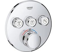 Termostato Grohe Grohtherm SmartControl con tres válvulas de cierre, rosetón de pared redondo, 29121000, Color: cromado