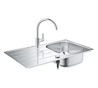 Grohe Fregaderos - Conjunto de fregadero K200 y grifo BauEdge, acero inoxidable cepillado/cromo 31562SD1