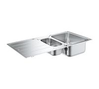 GROHE K500 | 1.5 cubetas | Fregadero de cocina - montaje sobre encimera | Medida corte encimera: 982 x 482 mm | incluye: set de desagüe, cestillo y set de montaje | acero inoxidable | 31572SD1