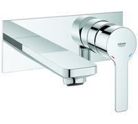 Mezclador lineal grande para lavabo de 2 orificios, de pared, proyecciÃ³n 153mm, Color: cromado - 19409001