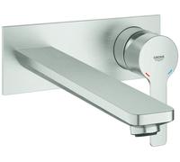 Grohe Lineare mezclador de lavabo de 2 agujeros, de pared, proyección 207mm, 23444DC1, Color: súper acero