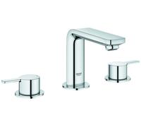Grohe Lineare mezclador de lavabo de 3 agujeros, con desagüe automático, proyección 127mm, 20304001