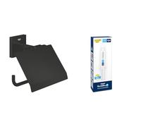GROHE Lote Start Cube QuickFix - Portarrollos de Papel higiénico con Tapa + A1 QuickGlue (Metal, Montaje en Pared, fijación Oculta, Incluye Tornillos y Tacos), tamaño 111 mm, Negro Mate, 411022430