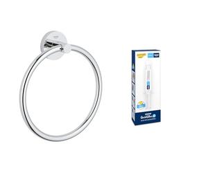 Grohe Lote Start QuickFix - Toallero Individual en Cromo con Adhesivo QuickGlue A1 (Pegamento sin taladrar para 1 Punto de Montaje), Ref. 41174000