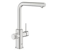 GROHE Minta, Grifo de cocina (caño alto extraíble, forma en L, compatible con kits filtración Blue (por separado), menor consumo de agua), gris mate, 30601DC0