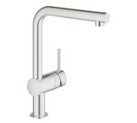 GROHE Minta, Grifo de cocina (caño alto extraíble, forma en L, giro de 360º, menor consumo de agua), gris mate, 32168DC0
