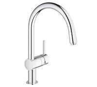 GROHE Minta QuickFix, Grifo de cocina (caño alto en C, giro de 360º, menor consumo de agua, sistema de instalación rápida), cromo, 32511000