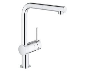 GROHE Minta QuickFix, Grifo de cocina (caño alto extraíble, forma en L y giro de 360º, menor consumo de agua, sistema de instalación rápida), cromo, 32168000