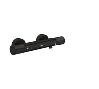 GROHE Precision Feel - Grifo termostático de ducha visto CoolTouch (mandos moleteados, botón seguridad 38°C, EcoButton, escudo metálico), negro mate, 347902430
