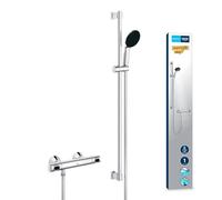 GROHE Precision Flow - Mezclador termostático de ducha (juego de barra de ducha, pegar o taladrar), cromo, 34805001