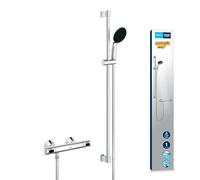 GROHE Precision Flow - Mezclador termostático de ducha (juego de barra de ducha, pegar o taladrar), cromo, 34805001