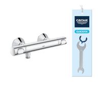 GROHE Precision Flow: Termostato de ducha, ahorro agua (temperatura constante, bloqueo antiquemaduras 38°C, botón de ahorro de agua, incluye herramienta 3 en 1), cromo, 34840000