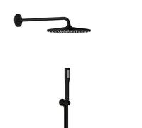 GROHE Precision Round - Sistema de ducha empotrado con termostato (Rociador redondo 31cm 1 chorro, Teleducha de barra, Flexo 1.5m, Mandos circulares), Negro Mate, 348802430