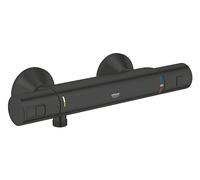 GROHE Precision Start Mezclador termostático para ducha QuickFix (montaje en pared, ahorro de agua, botón de seguridad a 38 °C), Negro mate 345942430