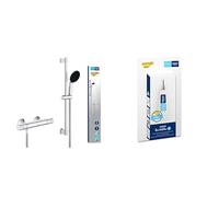 GROHE Precision Start + QuickGlue S - Set de ducha con termostato expuesto (Ducha de mano redonda de 11 cm, 1 chorro, flexo de 1,75 m, Barra de ducha 60cm, Water Saving), Cromo, 34597001