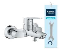 GROHE QuickFix Start, Grifo de ducha o bañera monomando (montaje en pared y salida inferior, inversor automático, menor consumo de agua, instalación con QuickSpanner incluída), cromo, 24206002