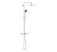 GROHE QuickFix Vitalio Joy 310, Sistema ducha termostática con ducha mural 31 cm, teleducha 11 cm y 3 chorros, menor consumo de agua, instalación con QuickSpanner incluída, cromo, 26400001
