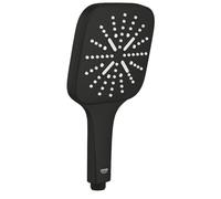 GROHE Rainshower 130 SmartActive Cube - Teleducha (3 chorros: Rain, Jet y ActiveMassage, selección mediante botón de anillo, montaje universal), forma cuadrada, negro mate, 265822430